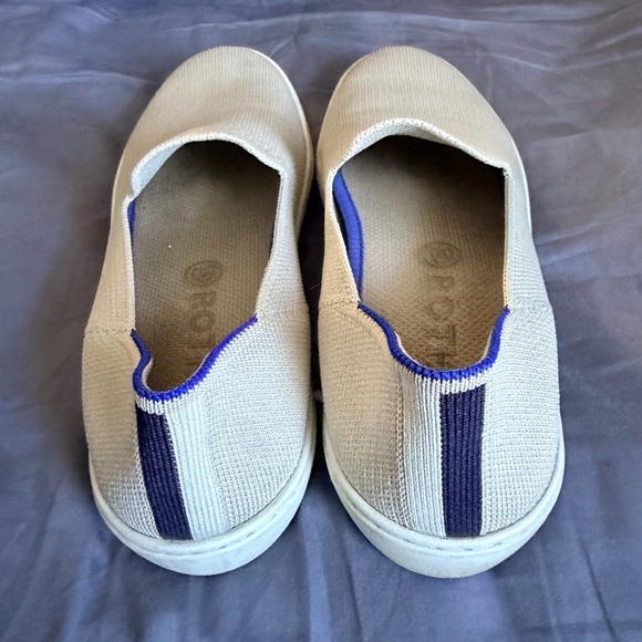 Rothy's Beige Slip-On Sneakers with Blue Accents - Picture 2 of 3